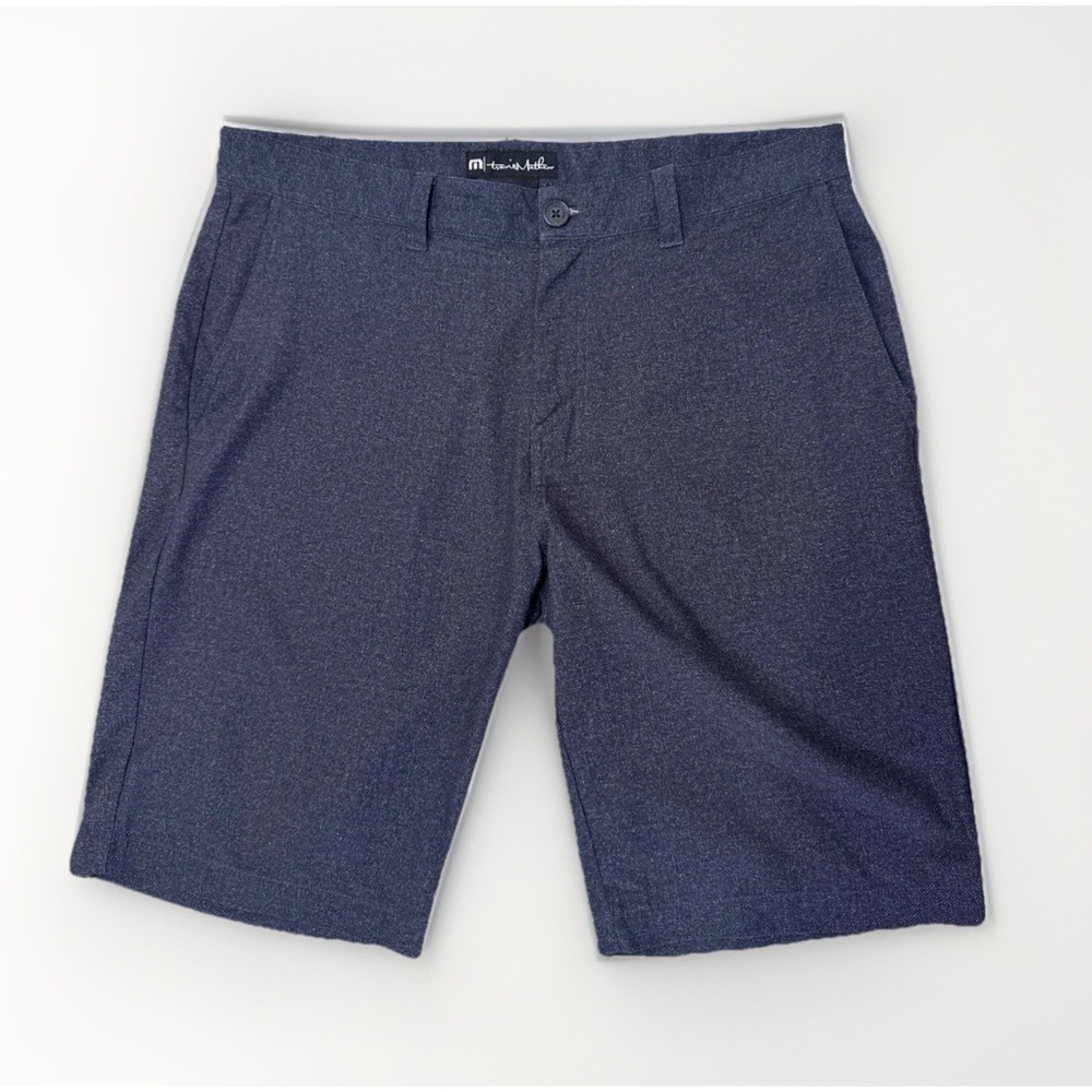 TravisMathew Mens Heather Navy Blue Performance Golf Shorts Size 36 Stretch